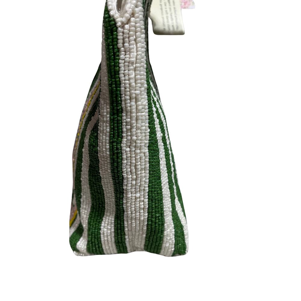 Beaded Green Stripe Crossbody Bag with Martini Motif - Picture 4 of 4